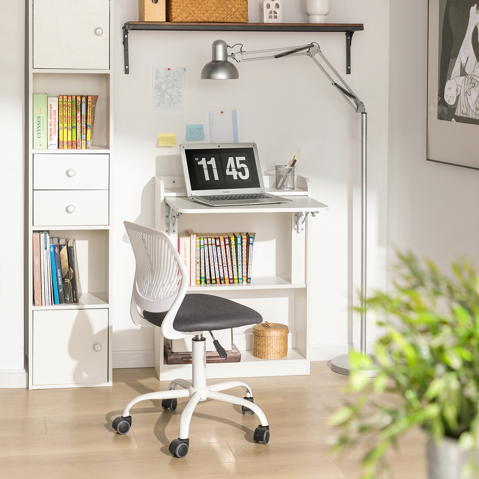 SoBuy FWT92 table d'ordinateur pliante avec étagères table pliante table de travail table de bureau pour table murale de bureau à domicile