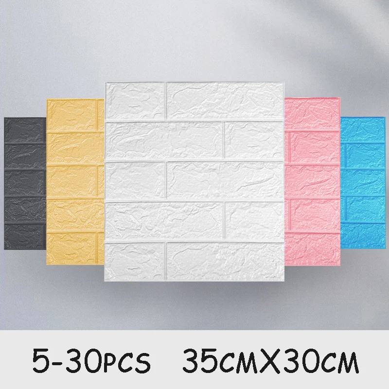5–30 Stück selbstklebende 35 cm x 30 cm Tapete zum Abziehen und Aufkleben, Dekoration für Schlafzimmer, Ziegelmuster, PVC, DIY