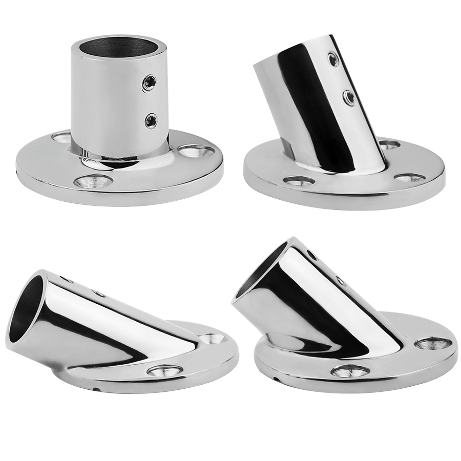 25mm 30 45 60 90 Degrees Mount Pipe Stanchion Stainless Steel Boat Handrail Fittings Stanchion Round Base