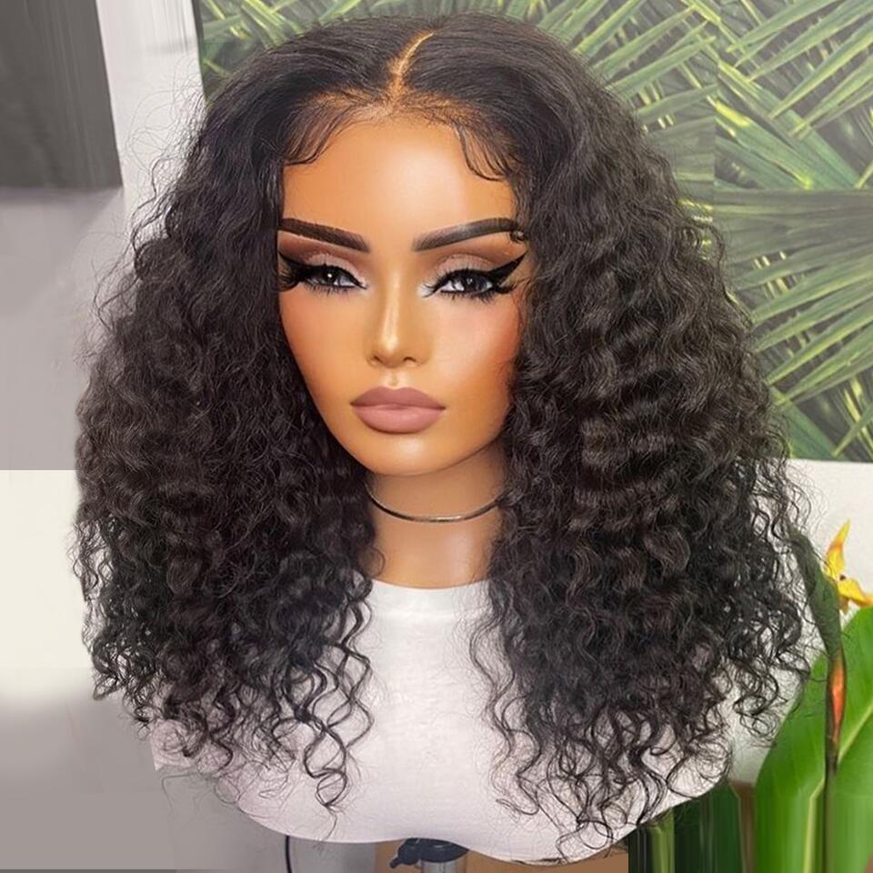 13x4 Lace Deep Wave Bob Wig Remy Human Hair Transparent Lace Front Wig Loose Curly Lace Frontal Wig 100% Brazilian 200% Density