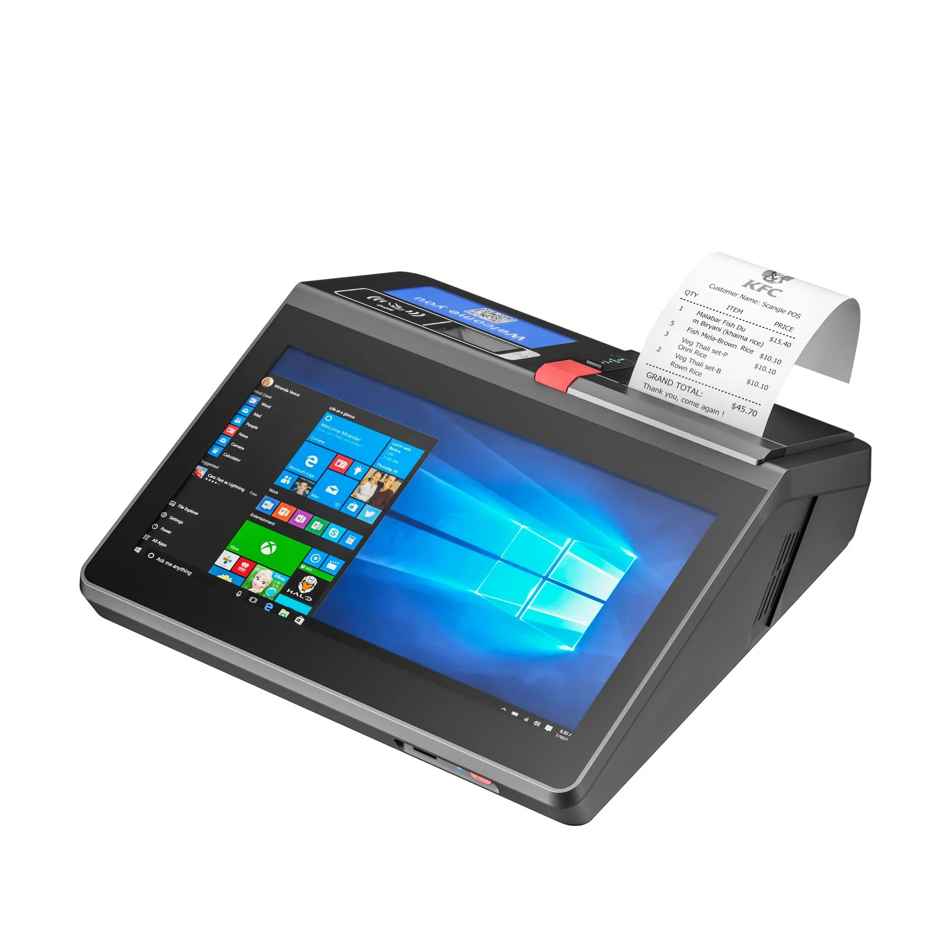 11.6 inch POS machine, POS terminal machine with android or windows OSD, 80mm printer (optional 2D scanner, 4.3" second screen)