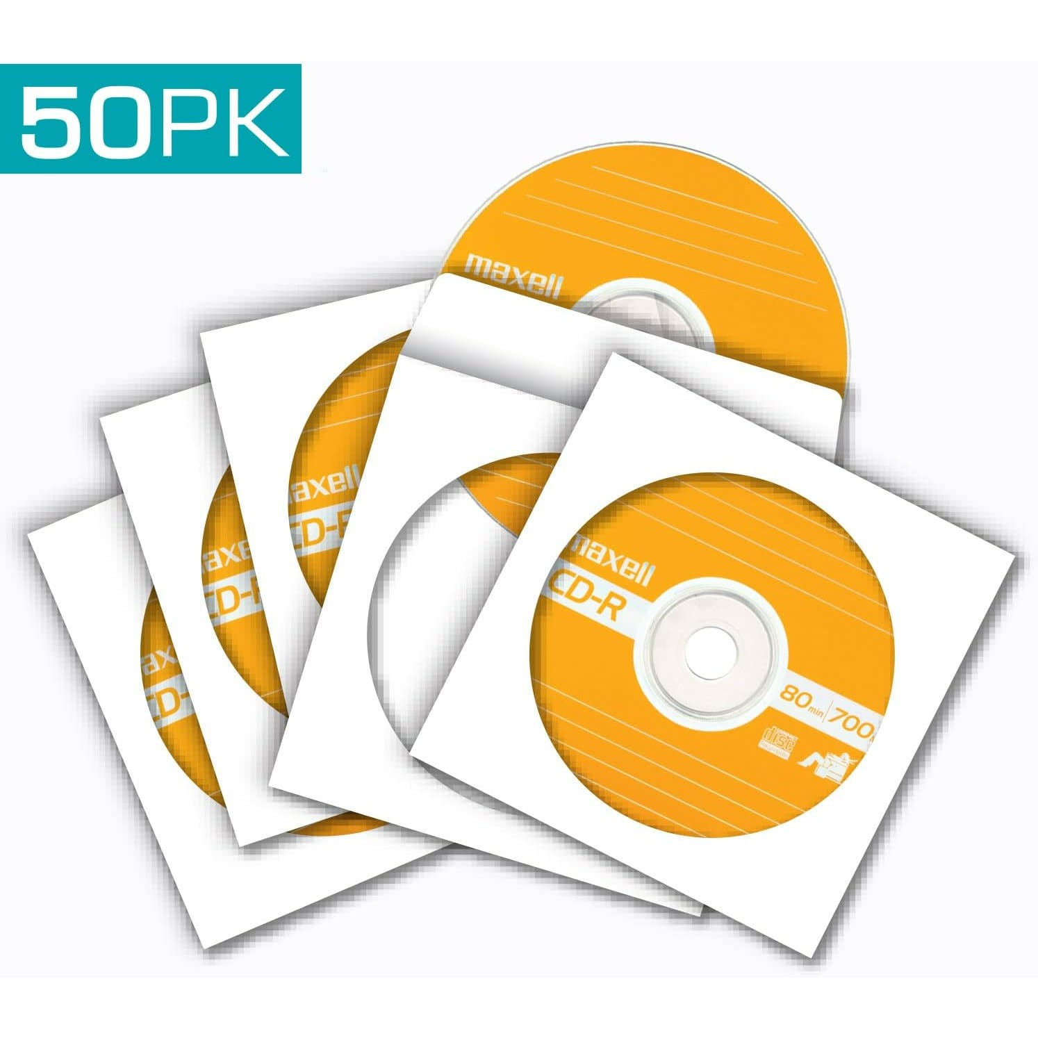 190135 Protective Thin Clear Plastic Easy Storage CD & DVD Sleeves White 50 Pack (Paper
