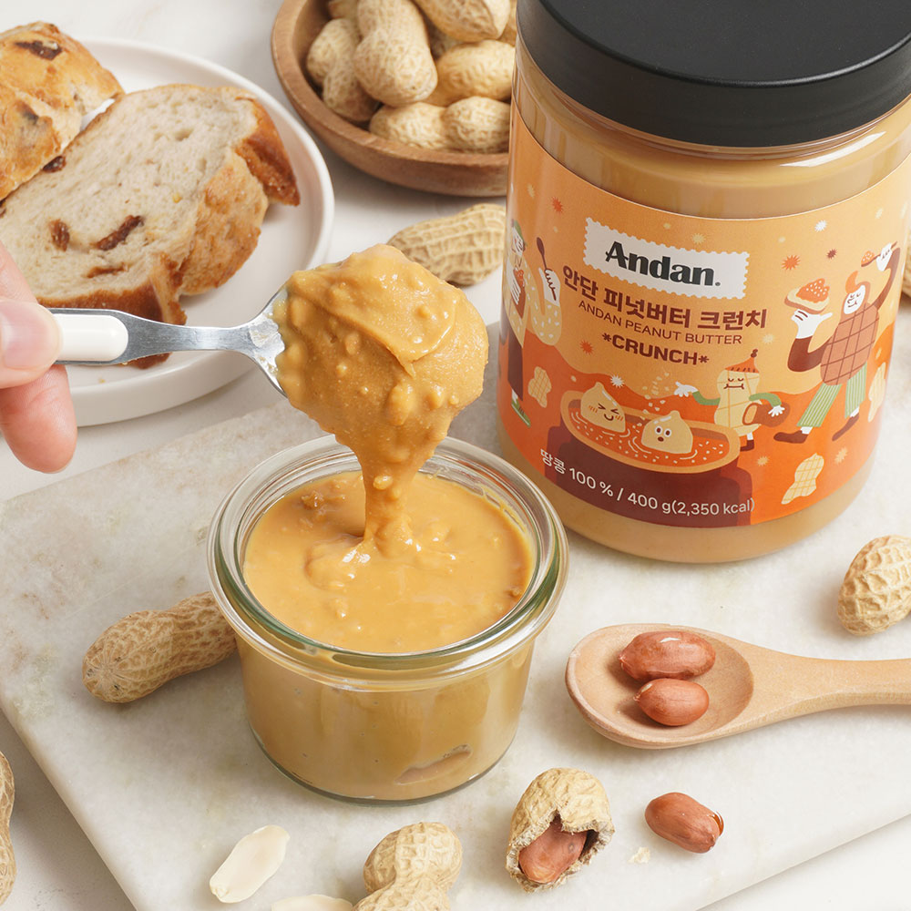 안단잼 무첨가 땅콩버터 100% 400g 크리미 크런치 무설탕 무가당