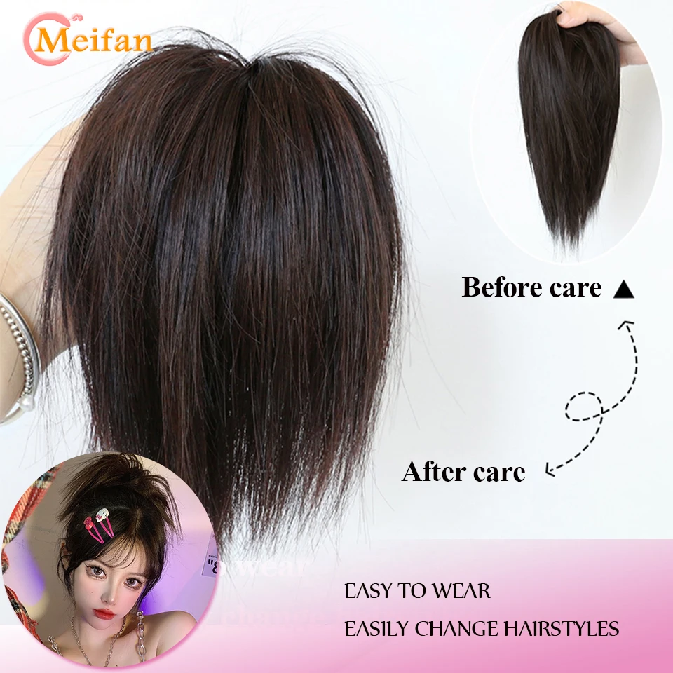MEIFAN Tổng Hợp Thẳng Chignon Rối Lông Tơ Búi Tóc Thun Tóc Miếng Scrunchy Bọc Updo Giả Đuôi Ngựa Nối Dài