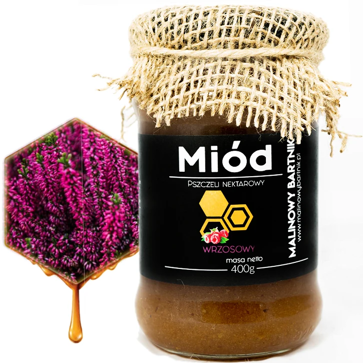 MIÓD WRZOSOWY 400 g - Gęsty, Prawdziwy Świeży właściwości manuka 2024r