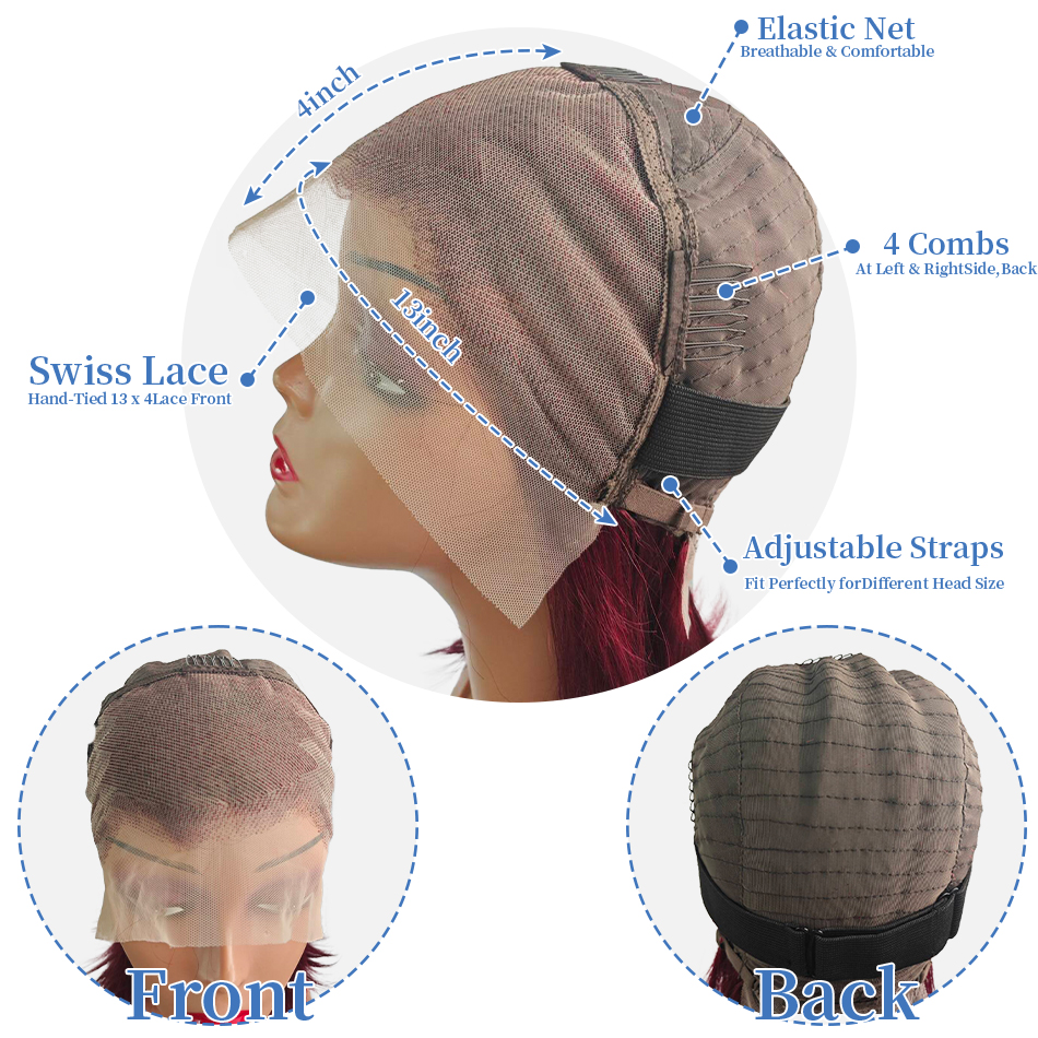 สั้นBobวิกผมวิกผมผมมนุษย์สีน้ําตาลเข้ม 13X4 ลูกไม้ด้านหน้าวิกผมDeep Wave Pre Pluckedโปร่งใสวิกผมลูกไม้ด้านหน้าด้านหน้าความหนาแน่น 250