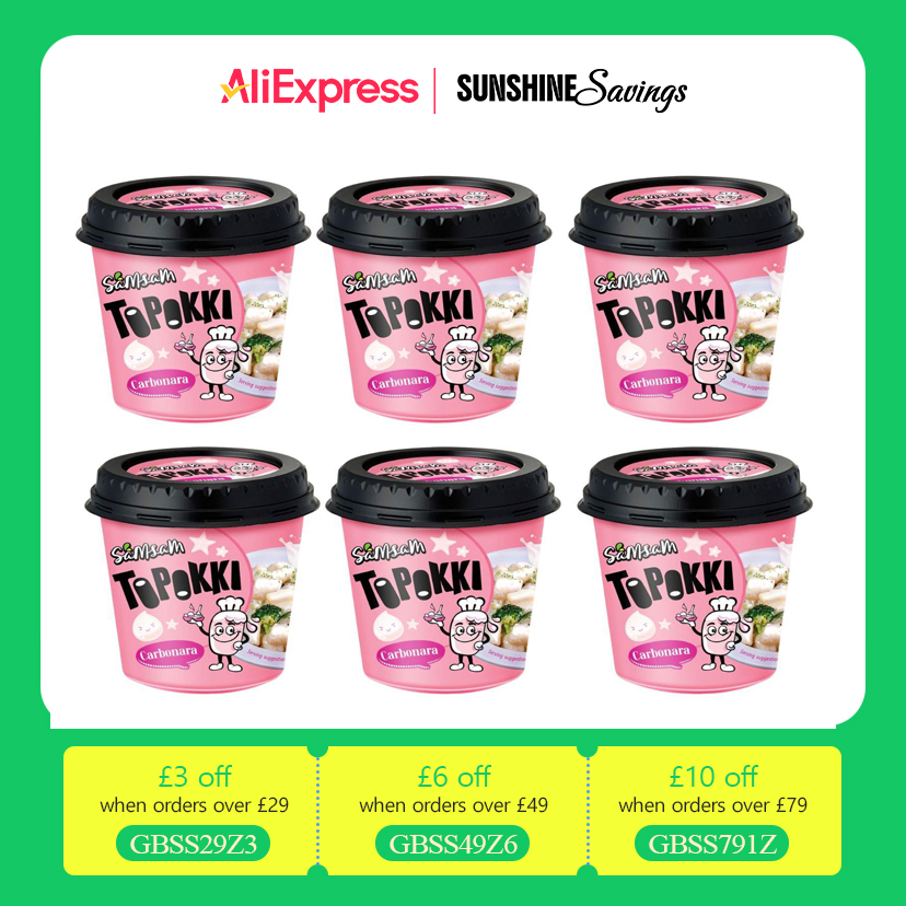 Samsam ,  Carbonara Toppokki  Rice Cake Korean Street Food Instant tteokbokki（Pack of 6 cup）