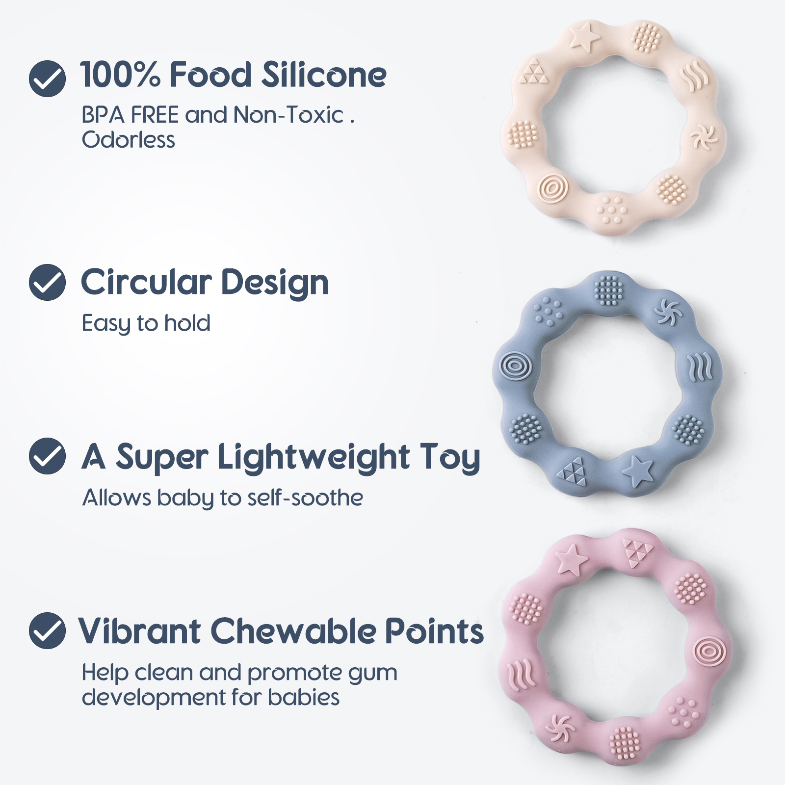 1 pçs bebê silicone mordedor grau alimentício chupeta recém-nascido alívio design mordedor infantil brinquedos de treinamento tátil infantil brinquedo de dentição