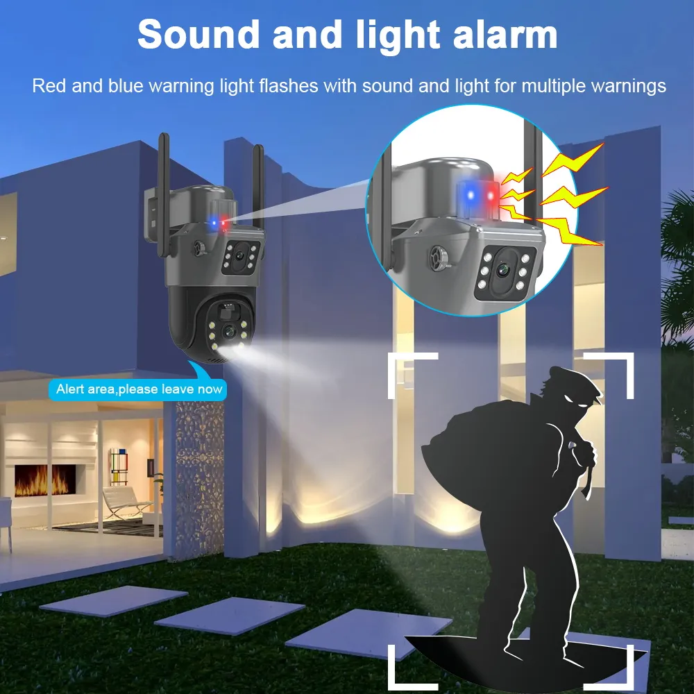 4k 8mp tela dupla câmera solar ao ar livre sem fio wifi ptz lente dupla proteção de segurança rastreamento automático câmeras cctv