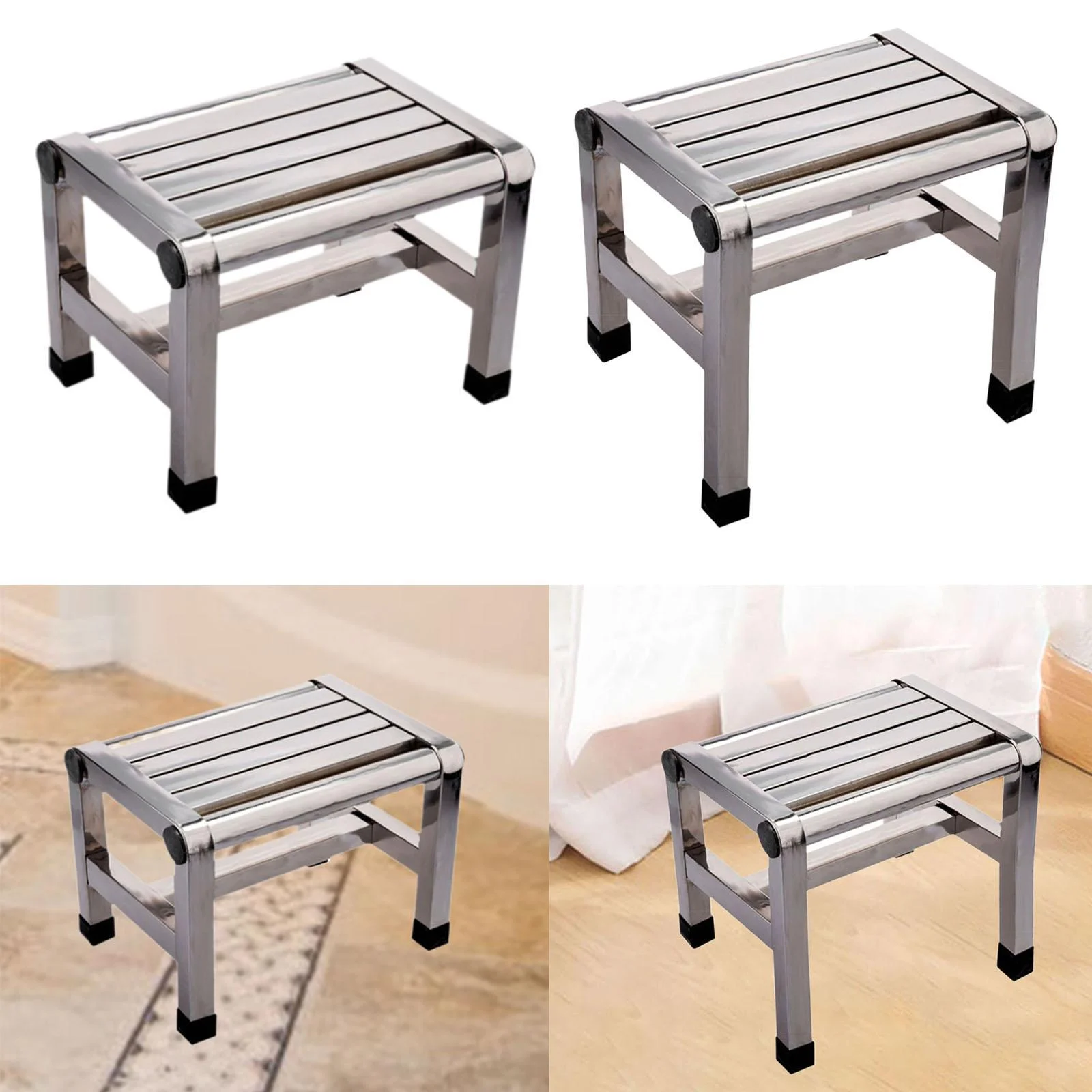 Banqueta de aço inoxidável para uso doméstico, antiderrapante, banco para pés, para quarto, apartamento, sala de estar, cozinha, adultos