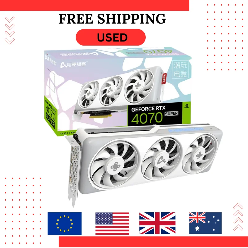 USED AX Gaming RTX 4070 SUPER X3W MAX 12GB Video Card GDDR6X 12GB 192Bit NVIDIA GPU GeForce 4070s placa de video for Gaming Desk