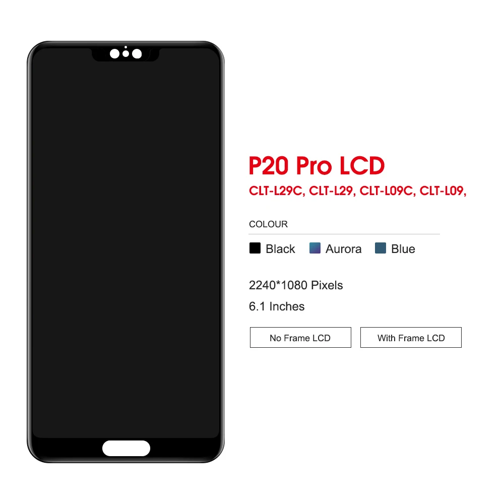 6.1 ''Display Für Huawei P20 Pro LCD Display Rahmen Touchscreen Digitizer Montage Für Huawei P20 Pro CLT-L09 CLT-L29 LCD bildschirm