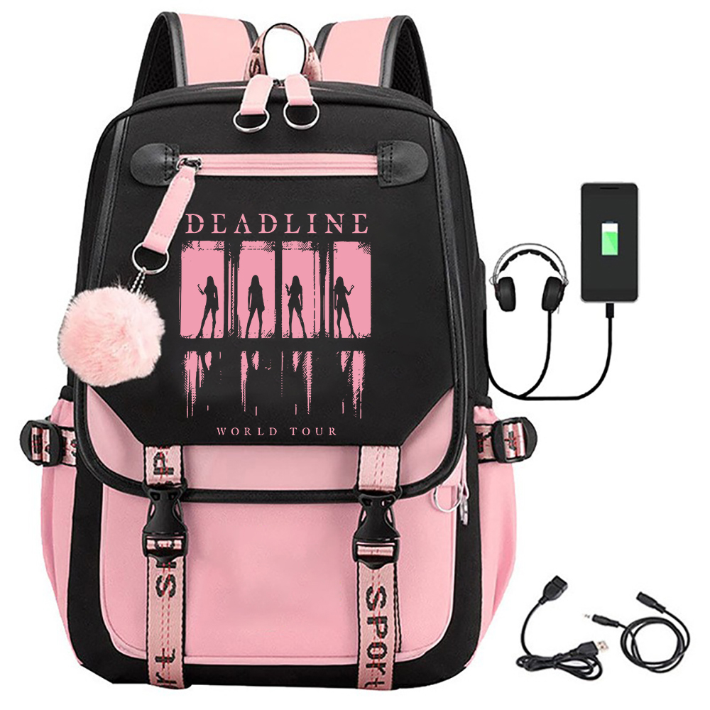 Розовый рюкзак Deadline World Tour 2025 для женщин и девочек, модные рюкзаки для фанатов, подарок