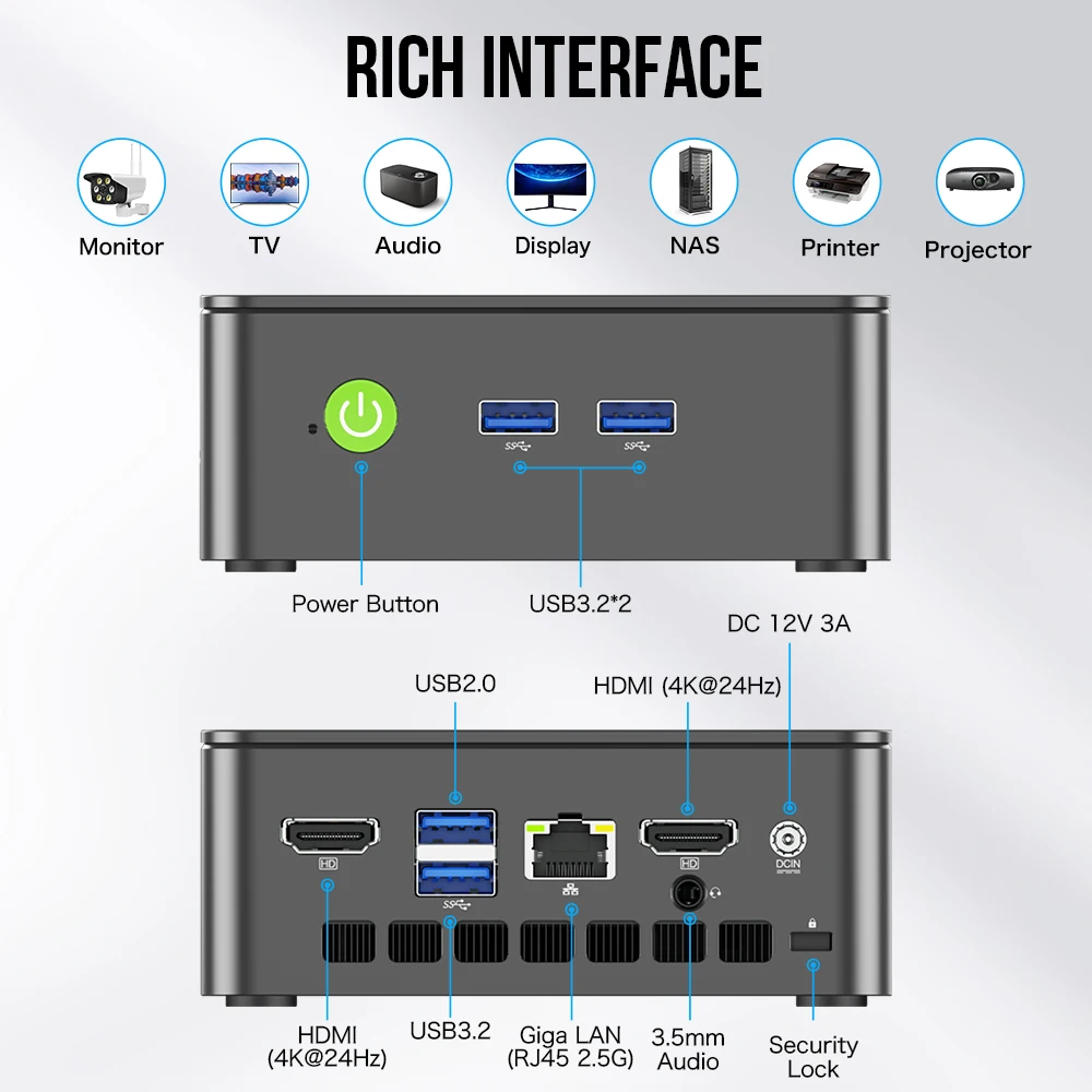 GMKtec G3 AL Mini PC Intel Celeron 5205U Windows 11 Pro 8GB RAM 256GB ROM Dual HDMI Desktop Mini Computador WiFi 5 BT4.2