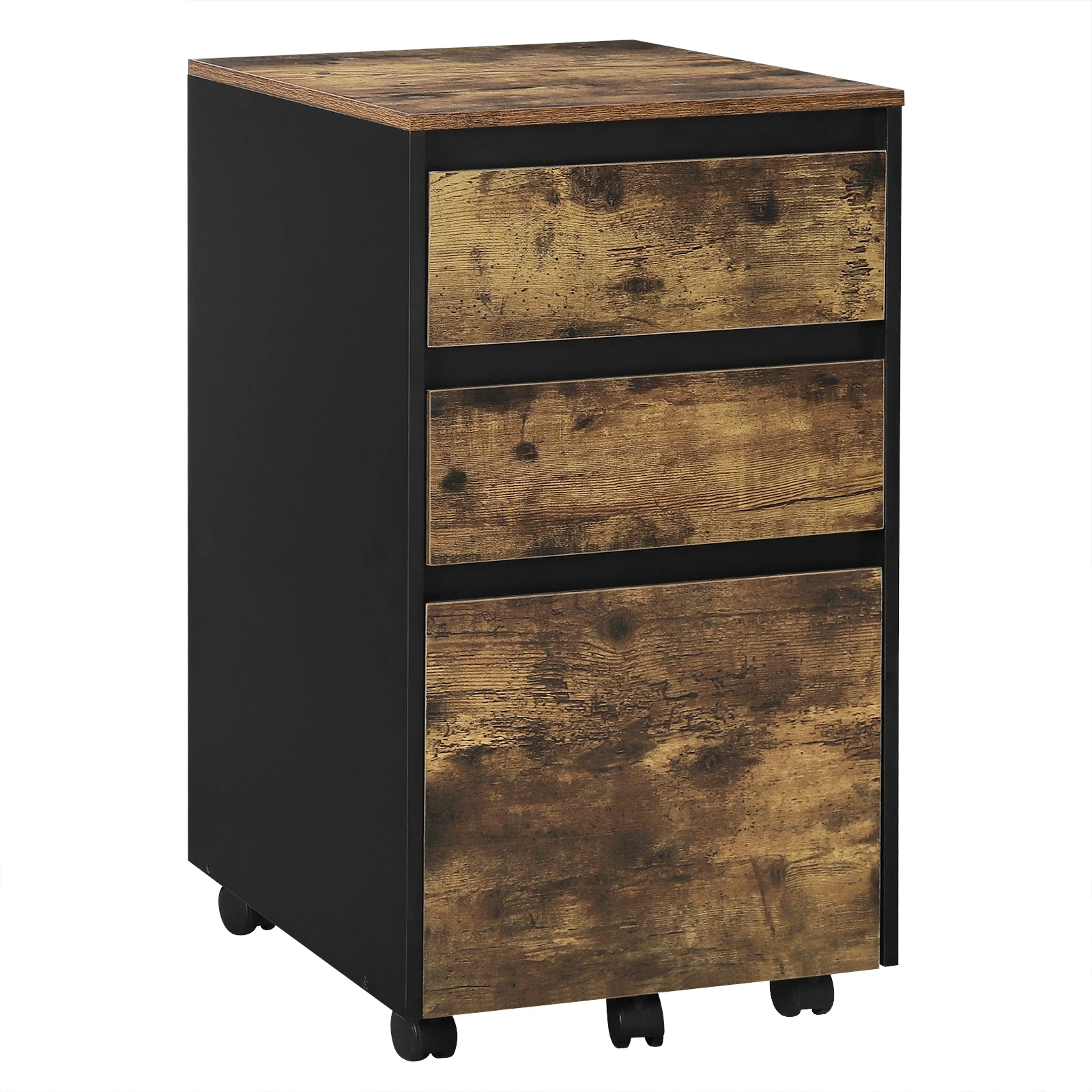 WOLTU 40x70x40 cm Schedario mobile per cartelle ad arco a leva Organizzatore da ufficio con 3 cassetti Ruote Rolling Cabinet