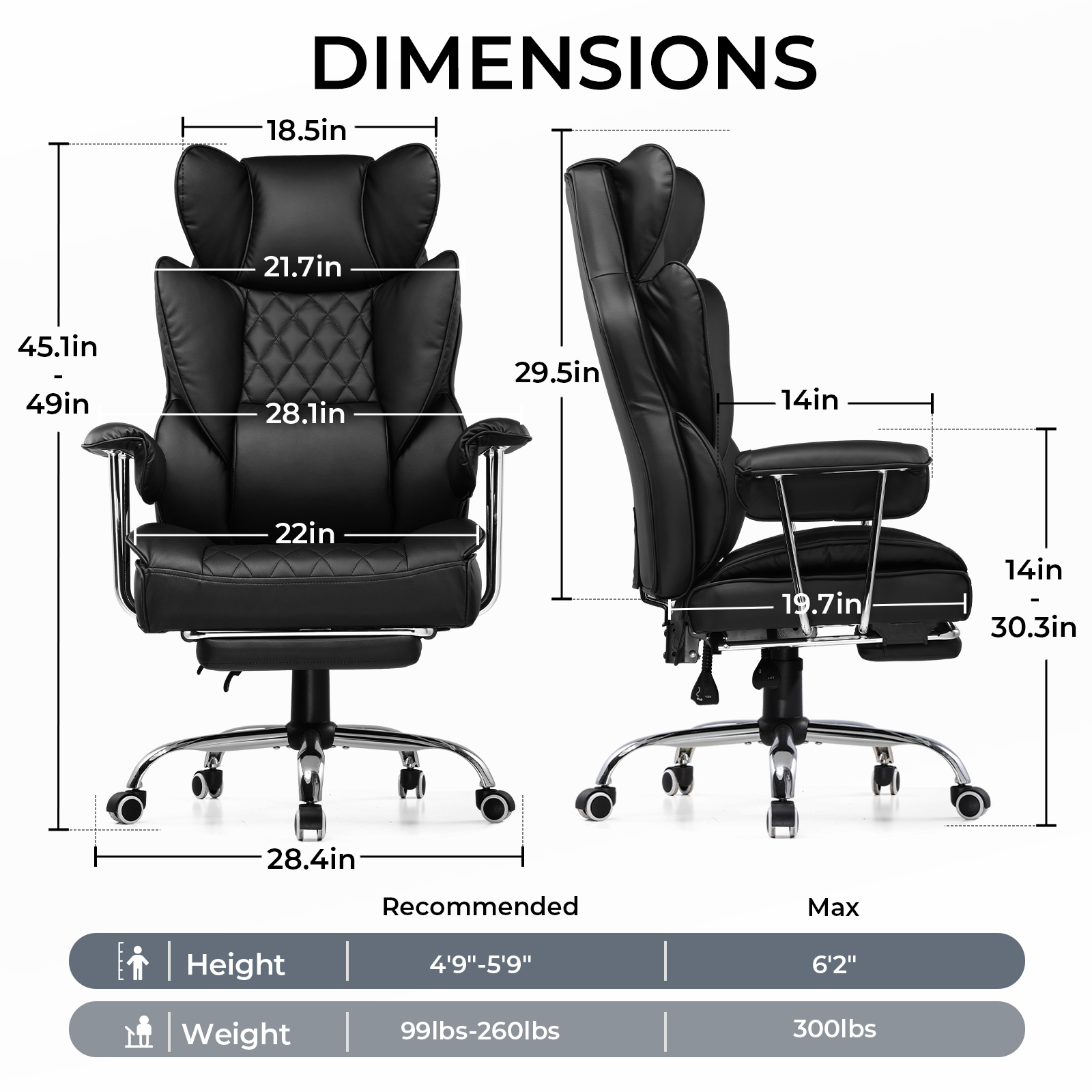 GTPLAYER Gaming chair office chair with pocket spring lumbar support, ergonomic and comfortable wide office computer chair