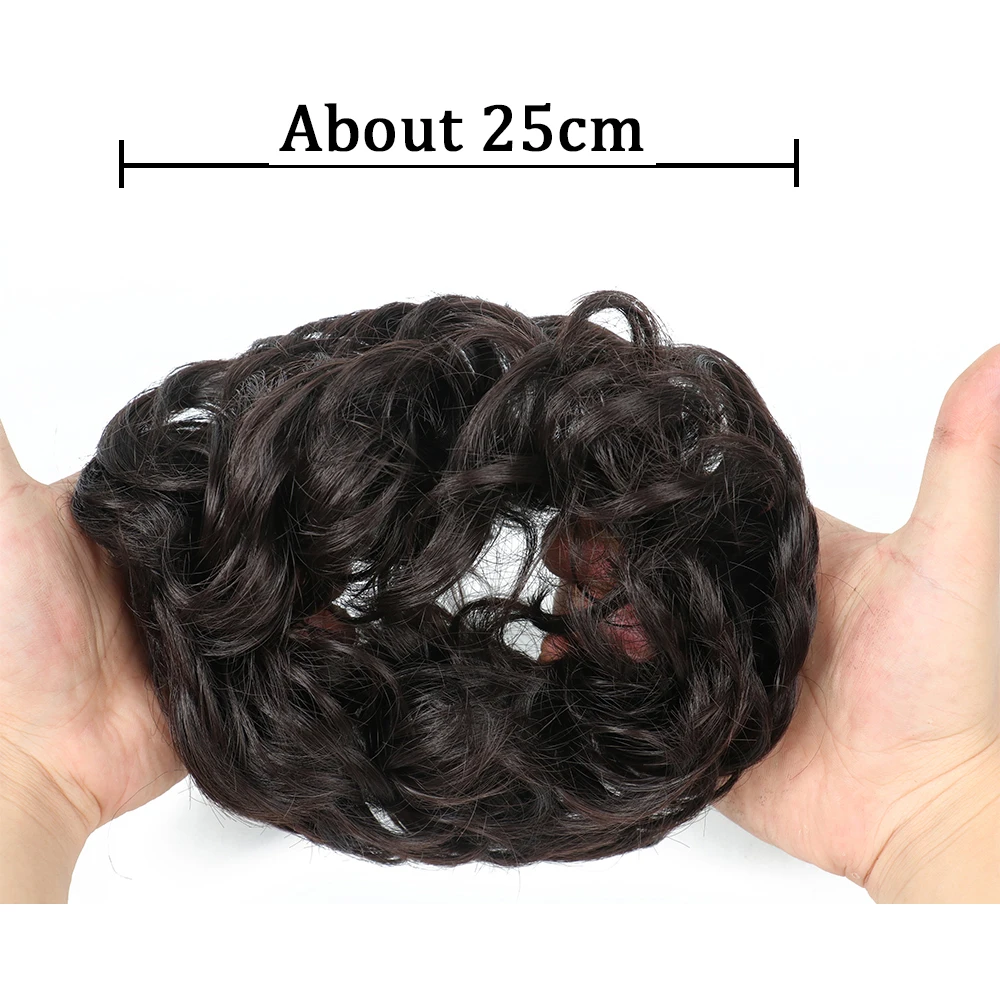 Peluca de moño de pelo sintético para mujer, Scrunchie de goma elástica ondulada de Donut, extensión de cabello para mujer, envoltura rizada