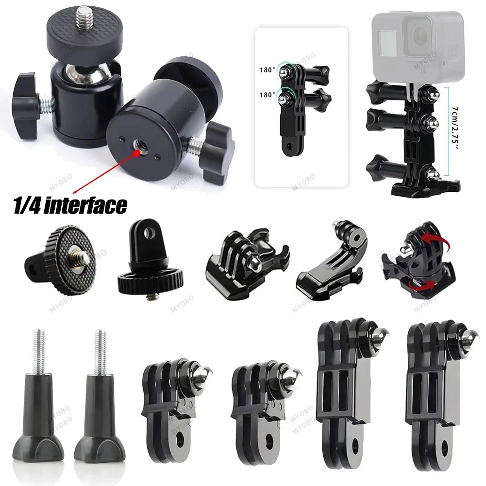 For Action Camera Accessories Kit Tripod Adapter Mounts for GoPro Hero Go Pro DJI Osmo Pocket Action Insta360 X4 GO 3 Accessory