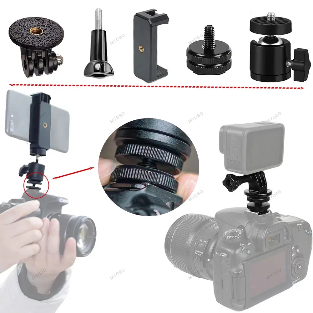 For Action Camera Accessories Kit Tripod Adapter Mounts for GoPro Hero Go Pro DJI Osmo Pocket Action Insta360 X4 GO 3 Accessory