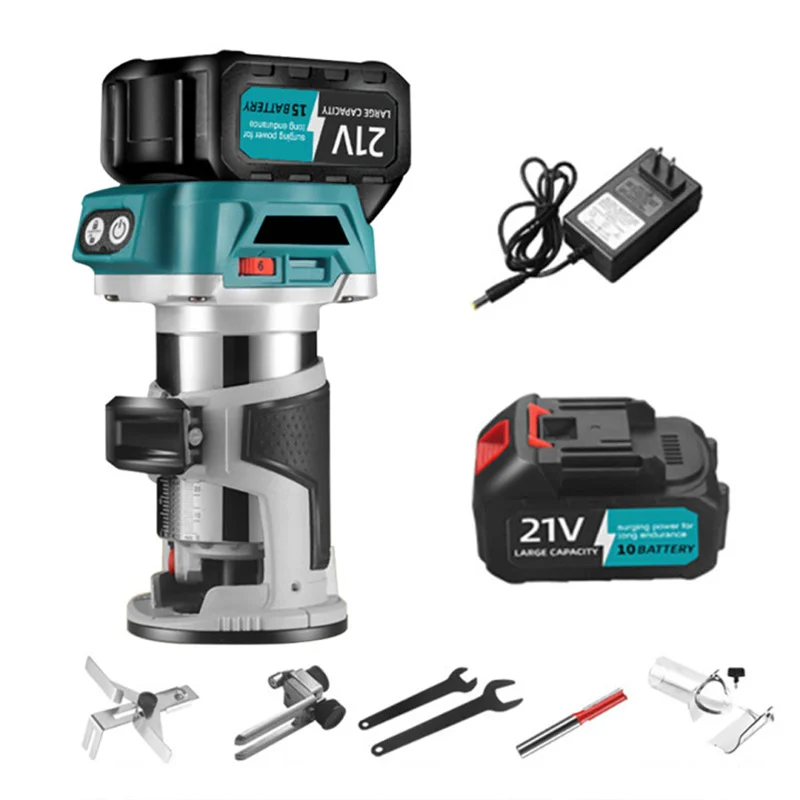 Trimmer elettrico a mano senza spazzole a 6 velocità Router di legno a batteria Lavorazione del legno Sbozzare utensile elettrico per batteria Makita 18V