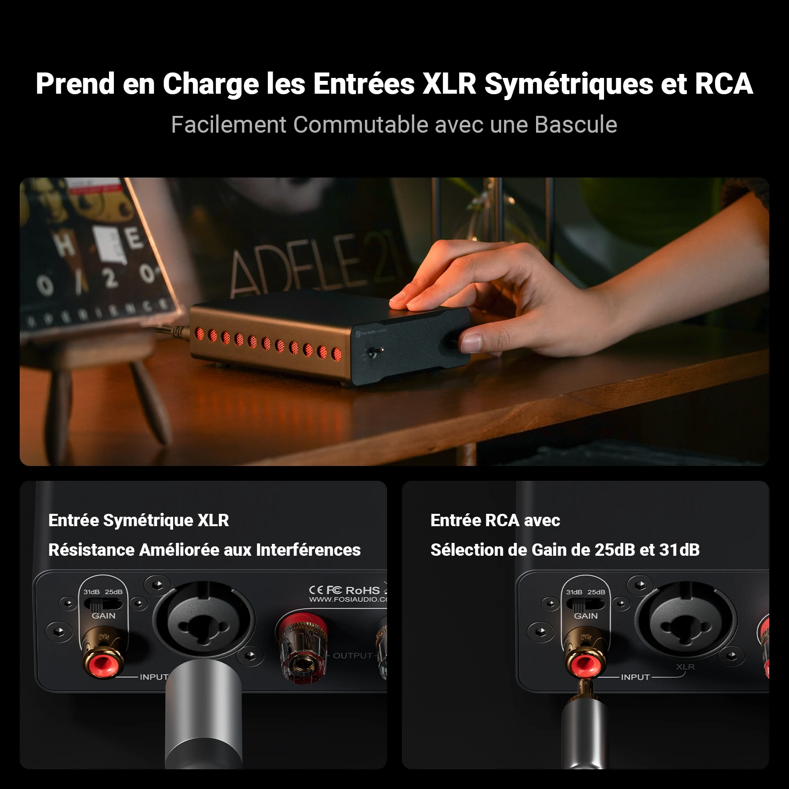 Fosi Audio V3-Mini Amplificateur de Puissance Stéréo Mono, 2/2, 1/3/4/5 Canaux, TPA3255, 240W, Professionnel