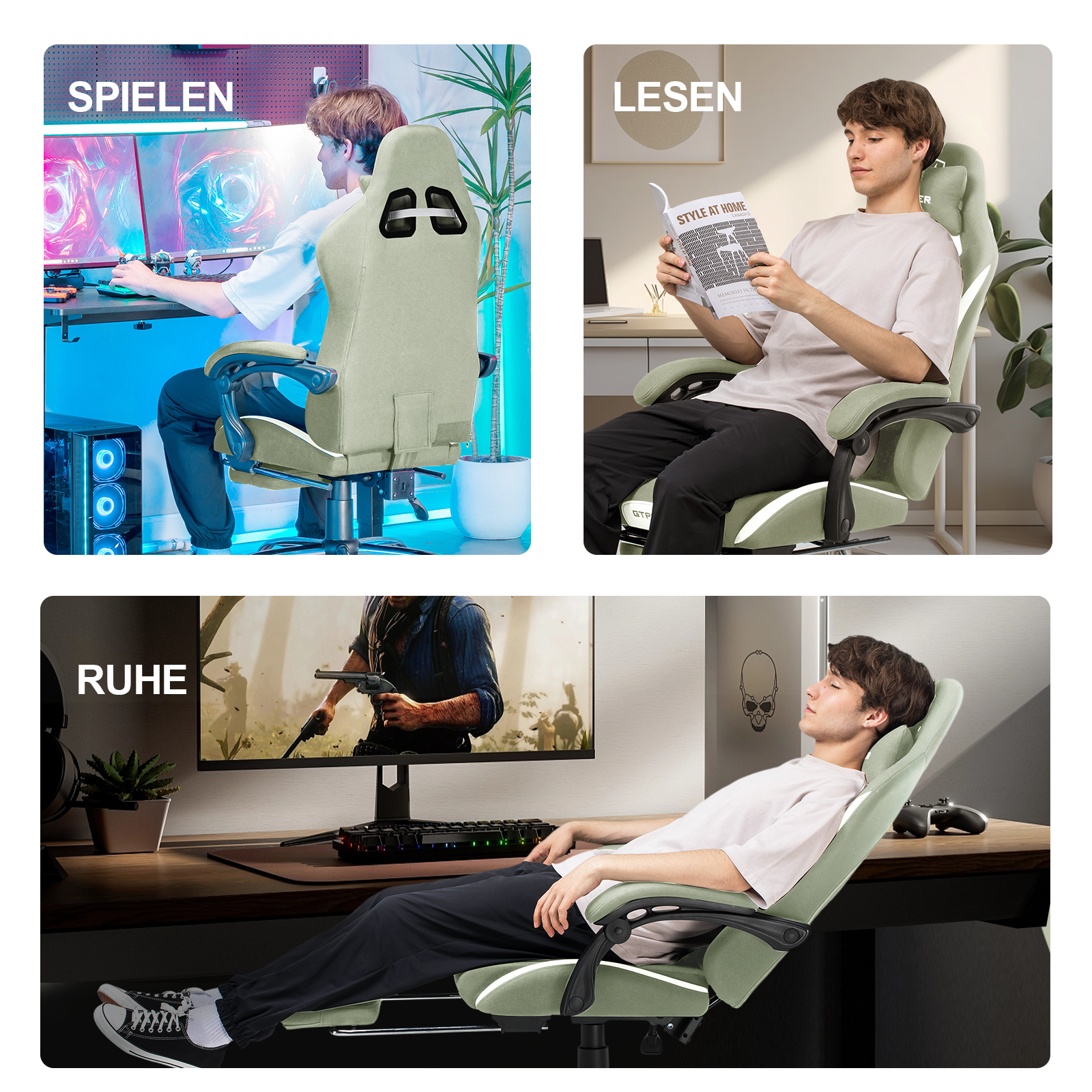 GTPLAYER-Cadeira Gaming ajustável para PC Gamer, cadeira de escritório respirável, tecido de alta qualidade, ergonômico