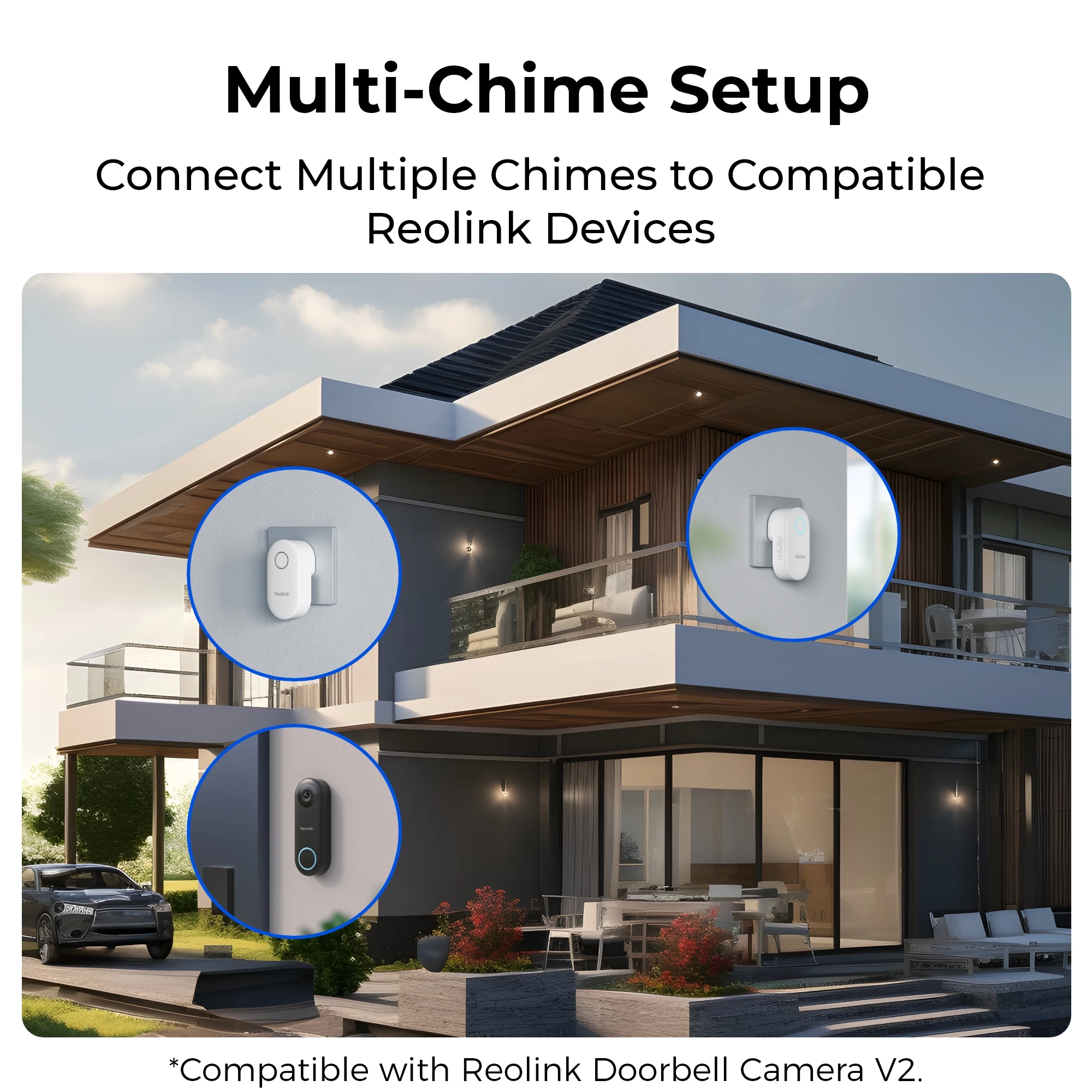 Reolink Chime, entwickelt für Reolink Video-Türklingel, Plug-in, Fernbedienung, regelbare Klingeltöne, Lautstärke, Licht