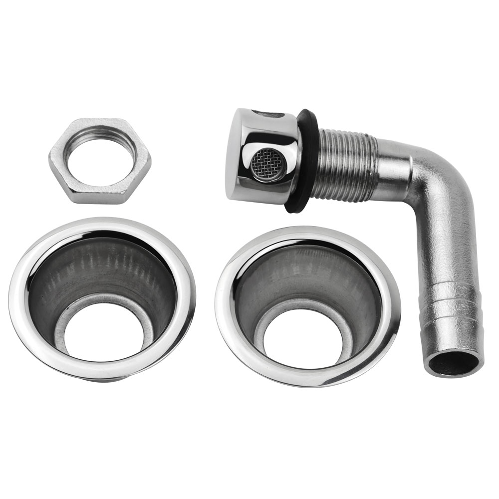 Ventilación de combustible de acero inoxidable 316 para barco, manguera de 5/8 pulgadas, 90 grados, con junta de montaje