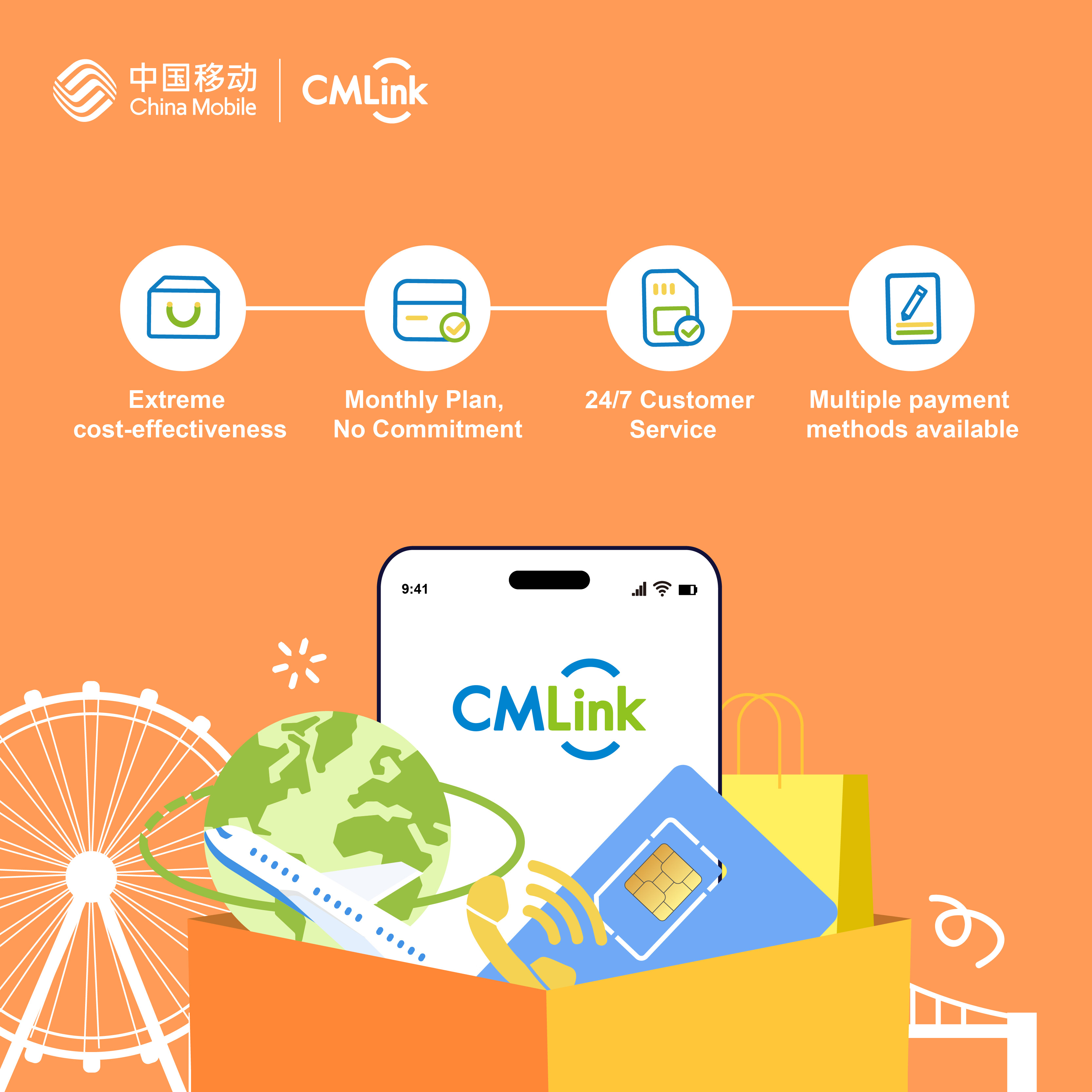 5G Non-Contract SIM Card, 40GB x12Month Data, Free Roaming Data EU&China, Free Intl Call, UK Phone Number, Can Top Up Yourself