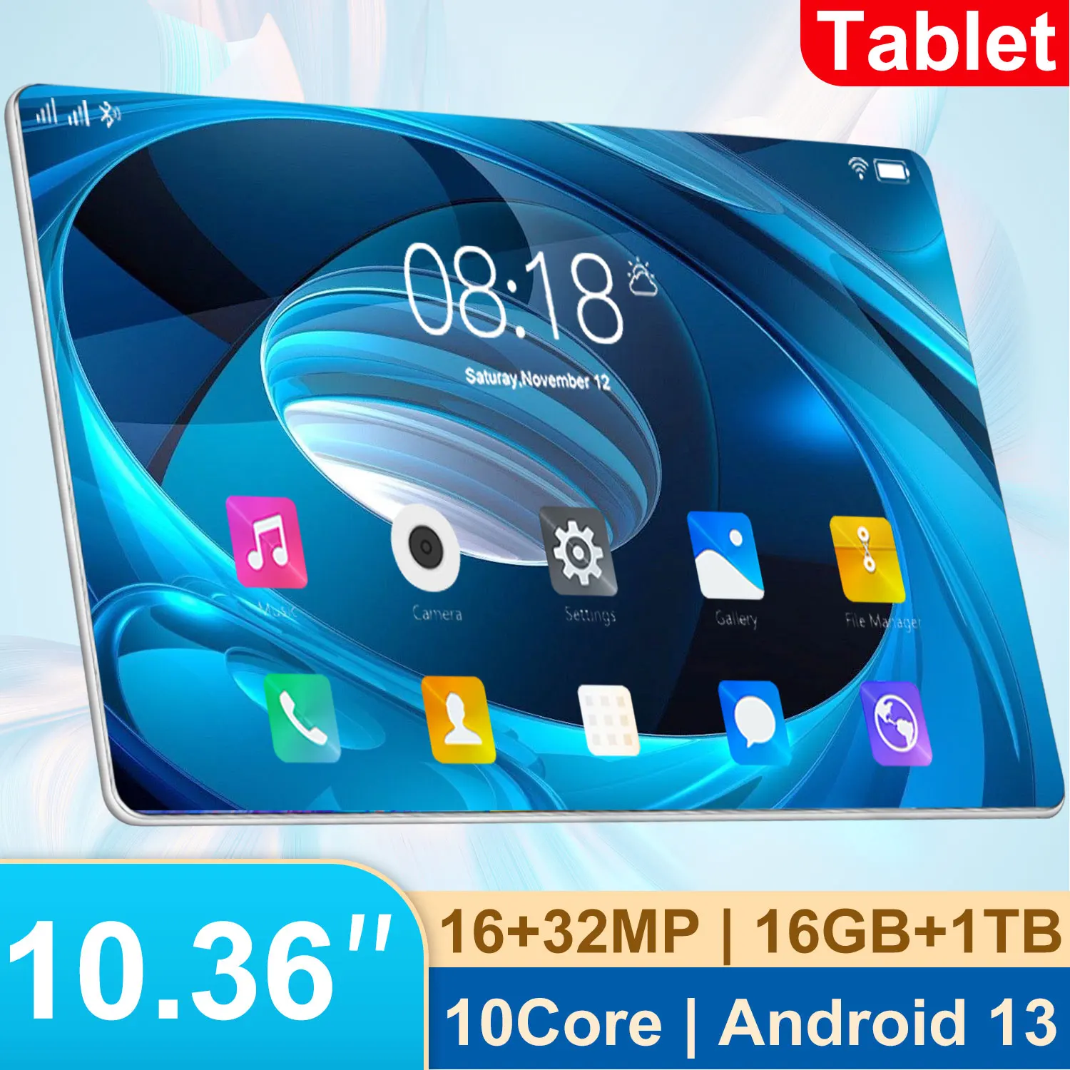2025 10.36Inch Original Tablet Android 16GB RAM 1TB ROM 16MP 32MP Android 13.0 12000mAh 10core 5G Dual SIM Bluetooth WiFi GPS