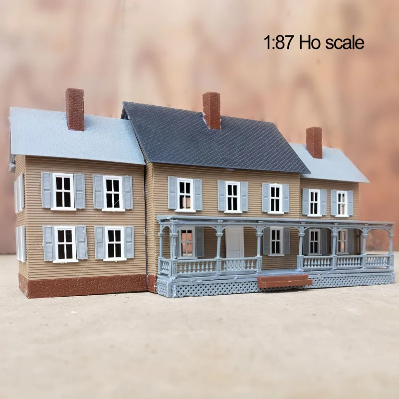 1:87 Scale Model Dwelling House Kit European American Style Model shopping Supermarket Building Scale Model Train Railway Layout