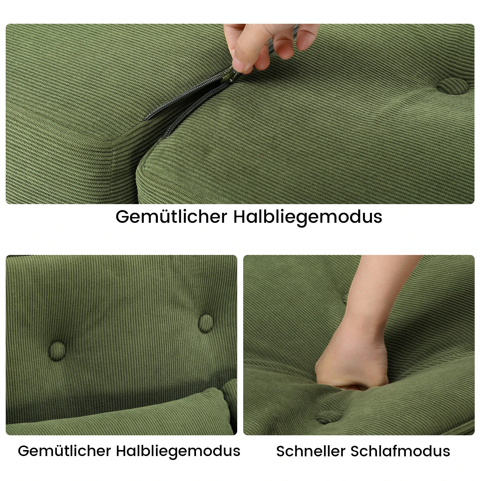 COMHOMA Sofa Couch Schlafcouch Klein Bed 2er Mini Bettsofa 6-Stufig Verstellbare Rückenlehne, Wohnzimmer, Schlafzimmer