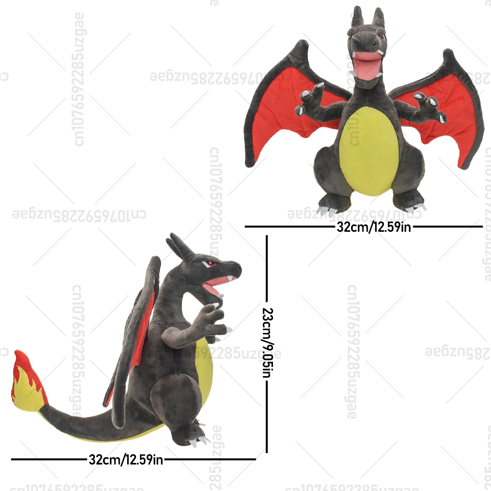 Glänzendes, feuerspeiendes Dinosaurier-Plüschtier, 32 cm, Stoffpuppe, Sammlerstück, Cartoon-Geschenk für Jungen und Mädchen, Grau