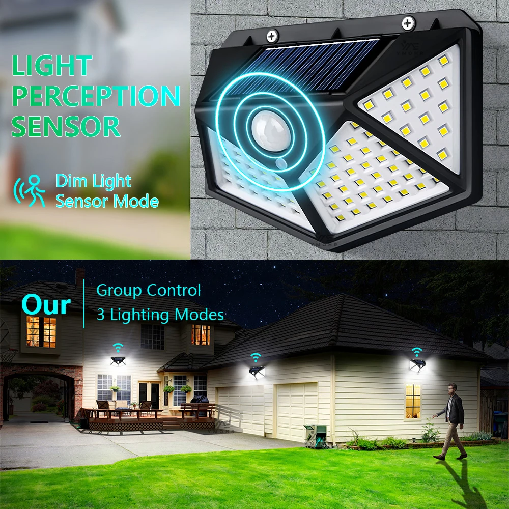 1/2/4/6PCS 모션 센서와 100LED 유도 태양 램프 장식 정원 베란다 마당 차고에 대 한 야외 방수 벽 조명