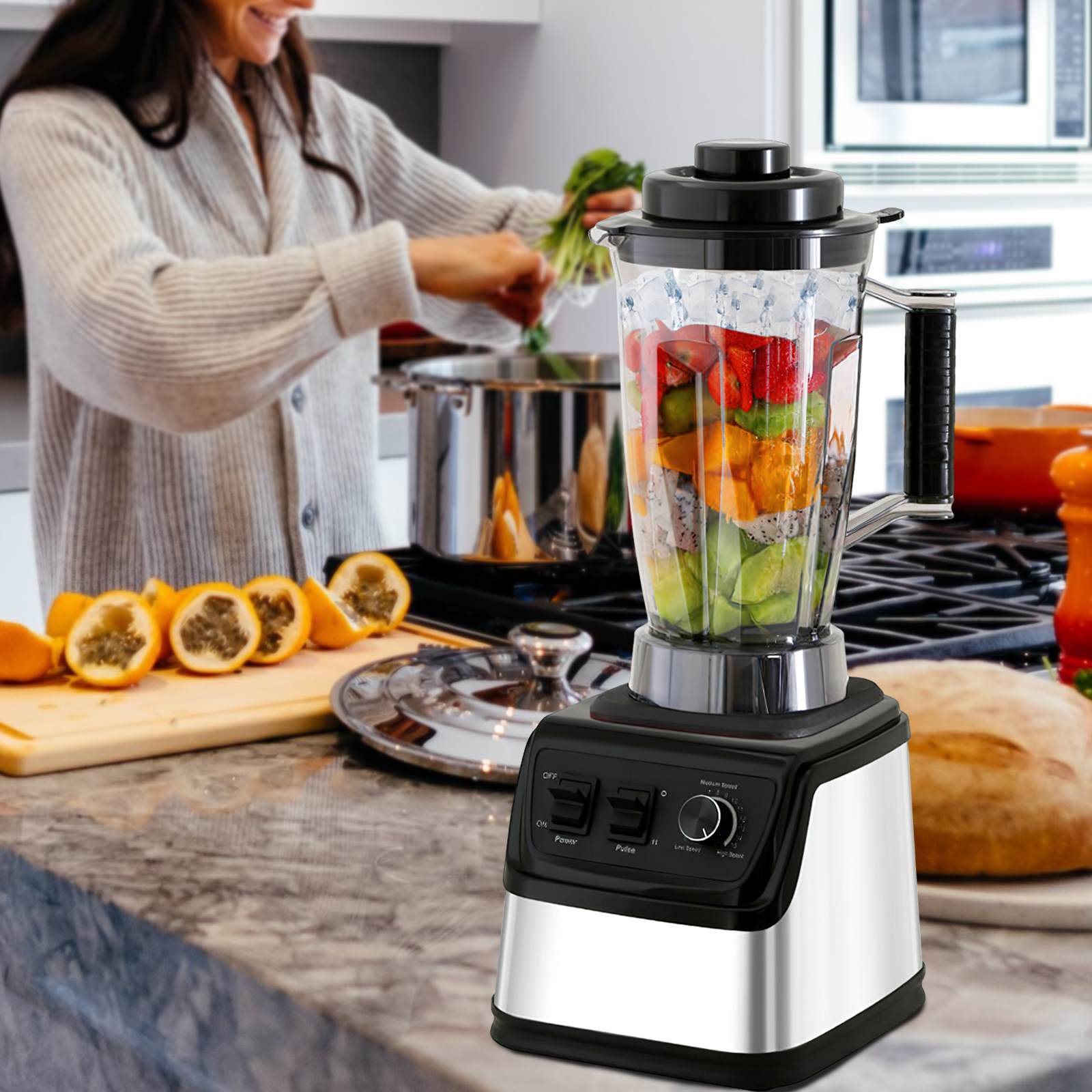 Power Blender Juicer e Smoothie Maker, Liquidificadores de mesa 3in 1, Recipiente 3L, Processador de alimentos para gelo, nozes, frutas, 9500W