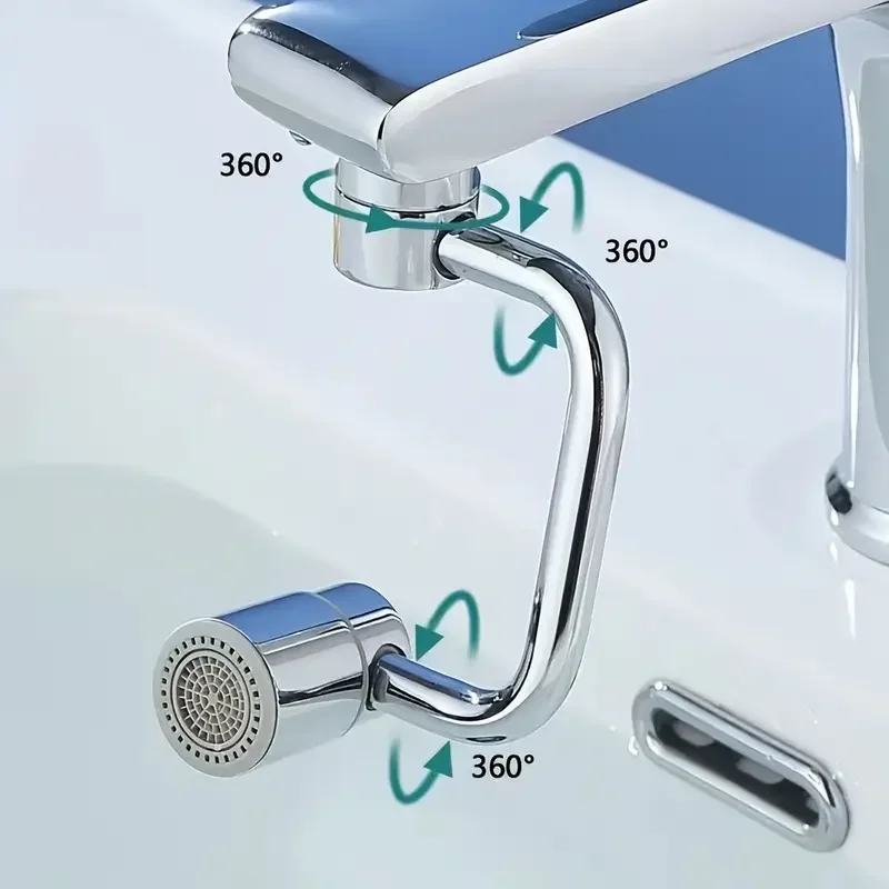 1 unidade 1080 °   Extensor de torneira de cozinha giratória de aço inoxidável, universal, à prova de respingos, modo duplo, acessórios para pia de banheiro com adaptador