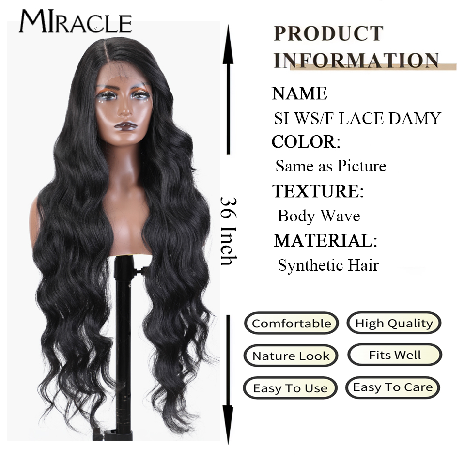 Miracle-女性用ディープルーズウェーブ合成ウィッグ、wavyレースフロントウィッグ、サイドパーツコスプレウィッグ、ジャズ、ブルー、ブロンド、36インチ