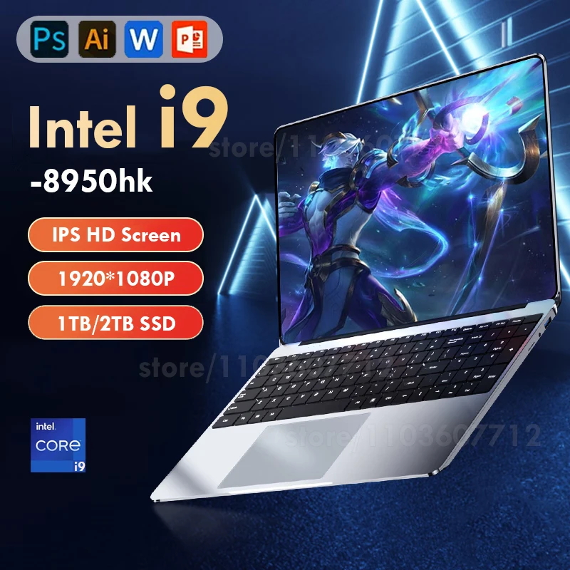 Ordinateur portable Windows 11 Pro Gaming, ordinateur portable de bureau, ordinateur portable, Intel Core i9 8950Ian, 16 Go DDR4, 1 To SSD, 14.1 pouces