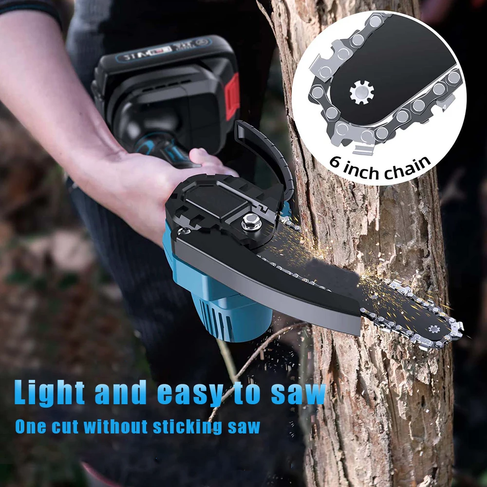 Seeiswork-6-inch borstelloze kettingzaag, draadloze handmatige snoeizaag, elektrische zaagsnijgereedschap voor houtbewerking, 21V Makita-batterij