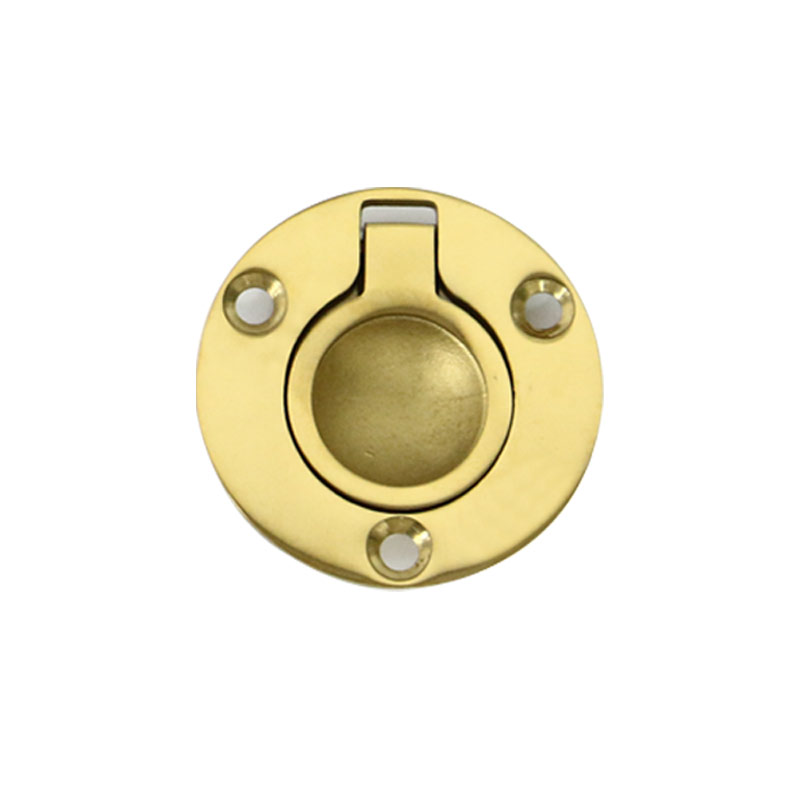Marine 316 Stainless Steel Brass Plating Hatch Pull Handle with Mounting Screws Round Square Flush Lift Ring for Boat