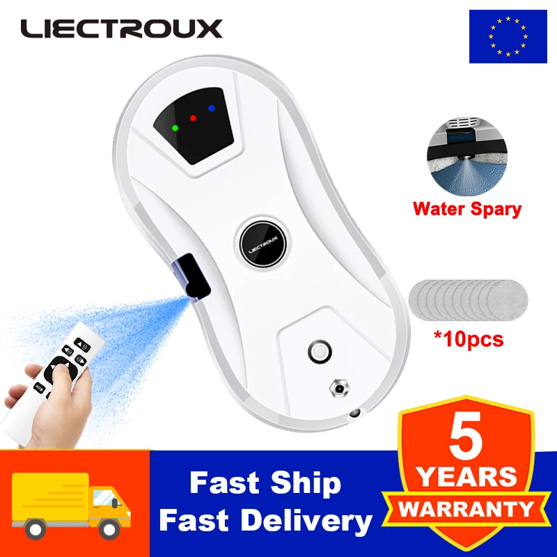 Liectroux YW610 Robot czyszczący okna, ultradźwiękowy spray wodny, ultracienki robot odkurzający do okien, wycieraczka do szyb domowych, mopowanie na sucho i mokro, trasa AI, zdalne sterowanie