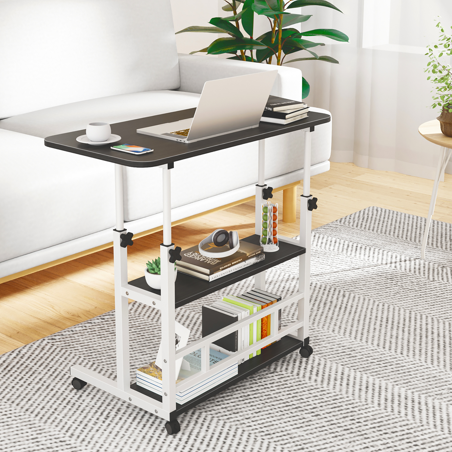 Mesas Laterales Mesa Para Laptop Altura Ajustable 60cm Mesa De Centro 3 Piso Mesa Para Laptop Altura Ajustable