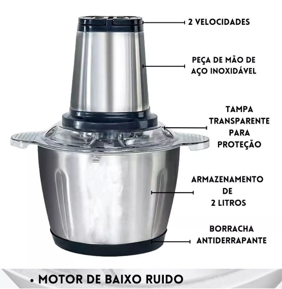 Moedor 2L Triturador 110v Processador Alimentos Elétrico - Neverdie Store