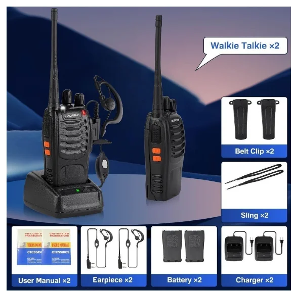 Kit 2 Rádio Comunicador Walk Talk Baofeng 777s com 16 Canais Alcance de 12Km 2 Duas Pçs - Neverdie Store