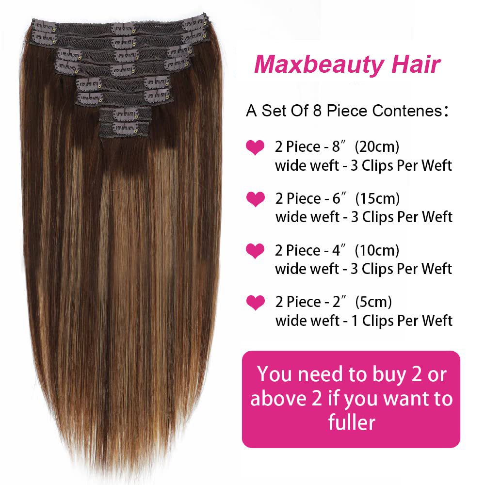 8 pièces Clip Ins 4/27 mettre en évidence la couleur pince droite dans les Extensions de cheveux humains pince de cheveux humains brésiliens dans les Extensions de cheveux 120 g/paquet