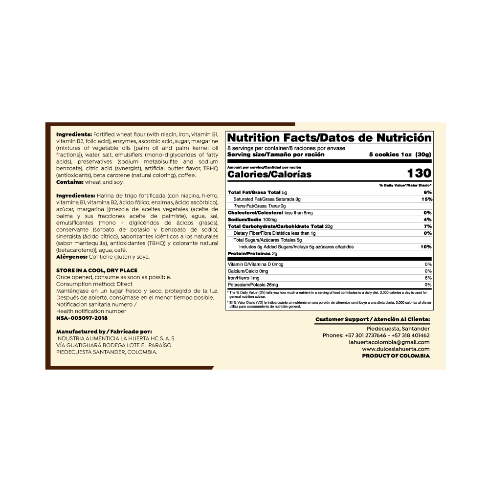 (3packs) Galletas Carlitas -Cafe flavored Cookies 8.47 oz