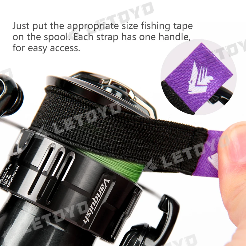 LETOYO 4 Uds carrete giratorio flexible cinturón con mango carrete de pesca duradero cubierta de carrete accesorios de pesca herramienta de pesca