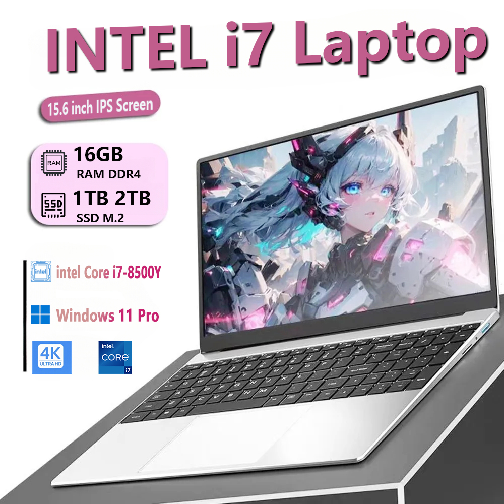 Ordinateur portable d'affaires Windows 11 Pro 15.6 pouces Intel Core i7-8500Y 16 Go de RAM 1 To 2 To SSD Ordinateur portable de bureau à déverrouillage par empreinte digitale
