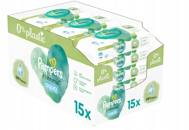 PAMPERS Harmonie AQUA Chusteczki nawilżane dla dzieci op. 15x48 szt