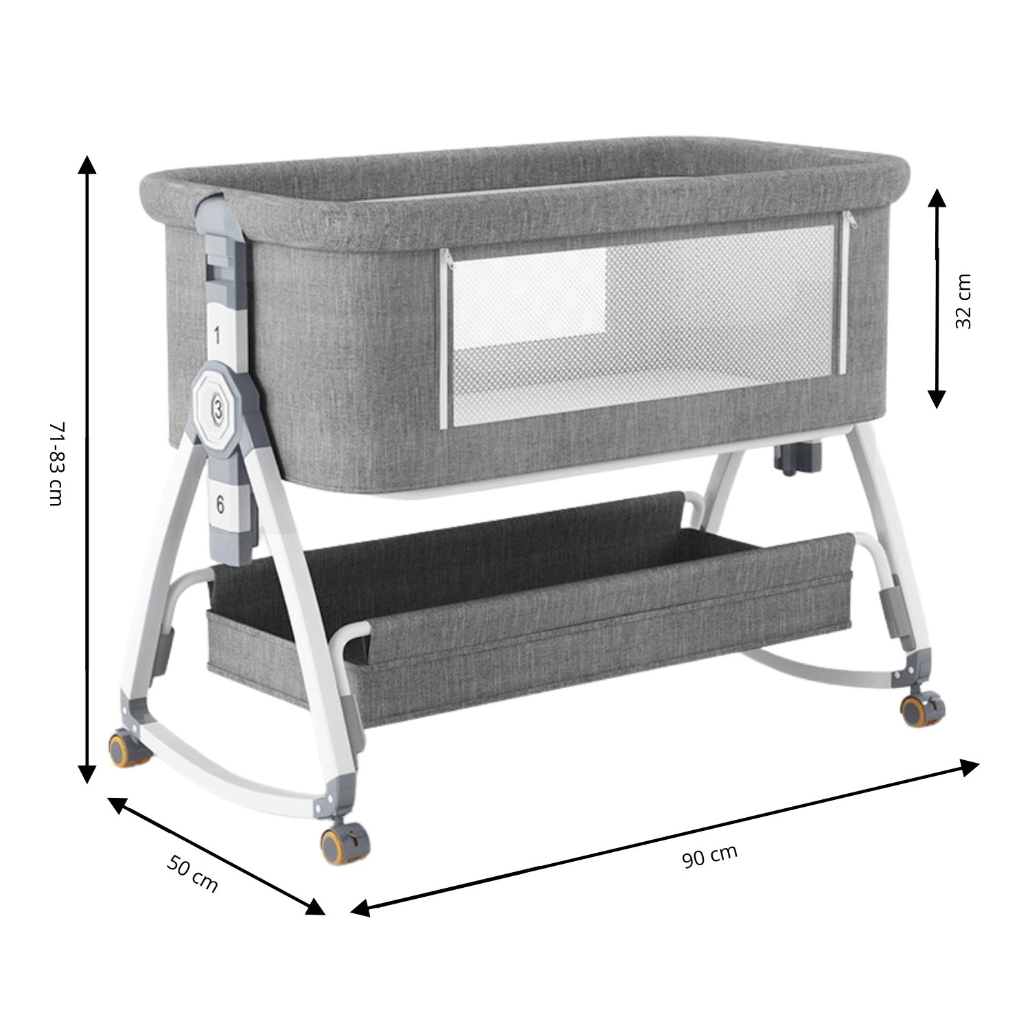 JUICYGOODS - Cuna 3 en 1 covertible, Hasta 13 kg, Cuna mecedora, Colecho, Altura ajustble, Inclinación, Con 4 ruedas, Sistema de bloqueo de seguridad en ruedas, Colchón ergonómico de espuma incluido